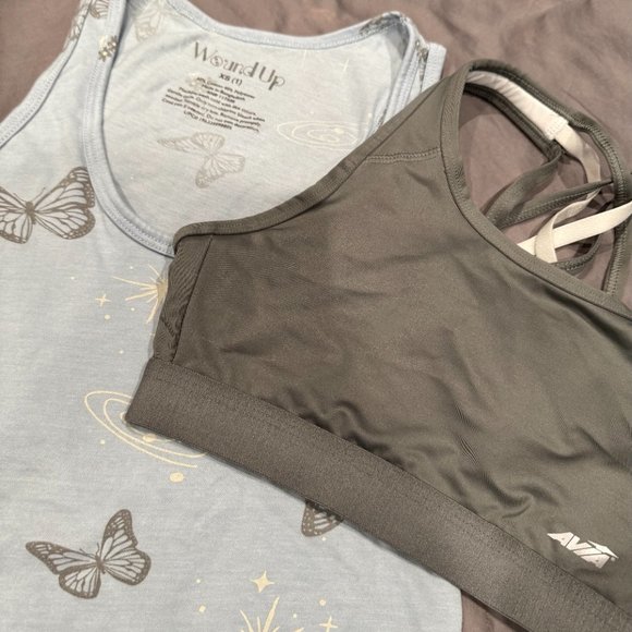 SPORTS BRA/TANK TOP COMBO SIZE XS/SM (GRAY/BLUE) - Picture 2 of 2